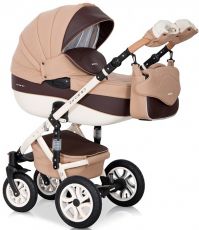 Детская коляска 2 в 1 Riko Brano Ecco 12 Caramel (коричнова шкіра - карамельна тканина)